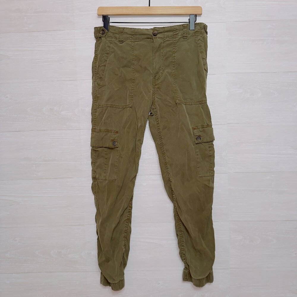 Anthropologie Women's Olive Green High Rise Cargo Jogger Pants size 26